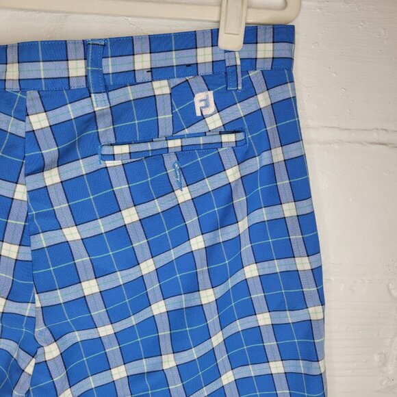 Footjoy Men's Size 34 Shorts Blue Plaid - Picture 3 of 7